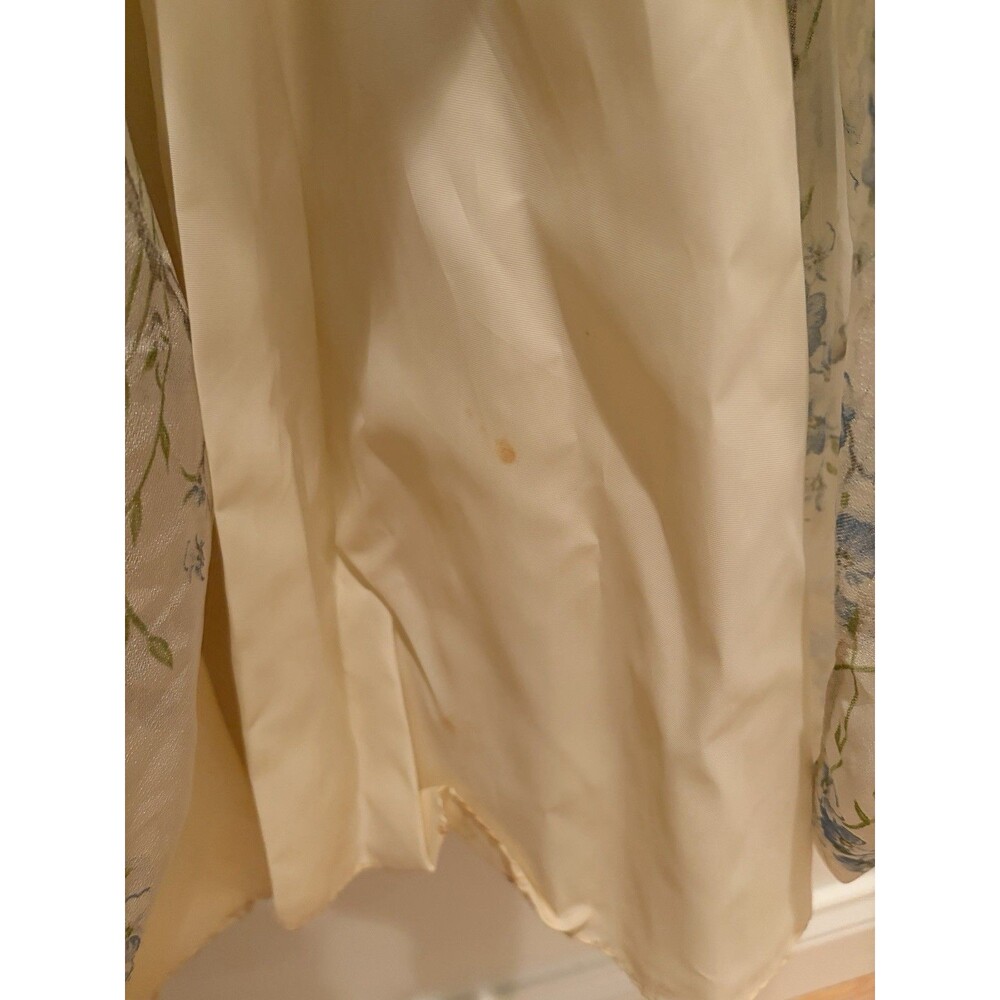 Vtg 70s Cream Delicate Blue Flowers Blouson Maxi Dress Floral Prairie Cottage - Picture 12 of 16